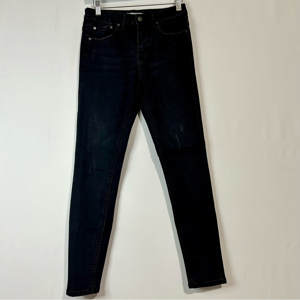 Forever 21 Women’s Distressed Skinny Jeans Black Size 27 EUC Emo Grunge Skater